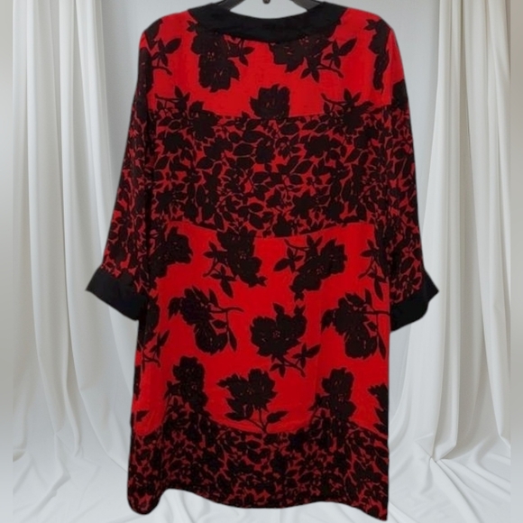 NWT MICHAEL KORS Red & Black Floral Shift Dress - Picture 2 of 11